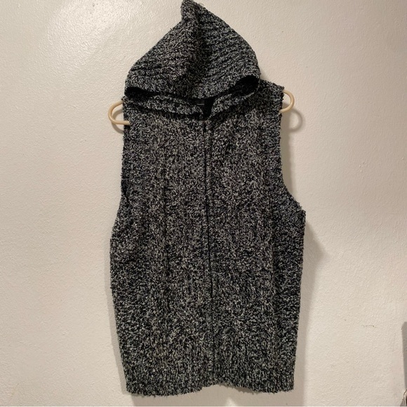 Coldwater Creek Vest Women’s Size XL Sweater Hooded Black Full Front‎ Zip - Picture 1 of 10
